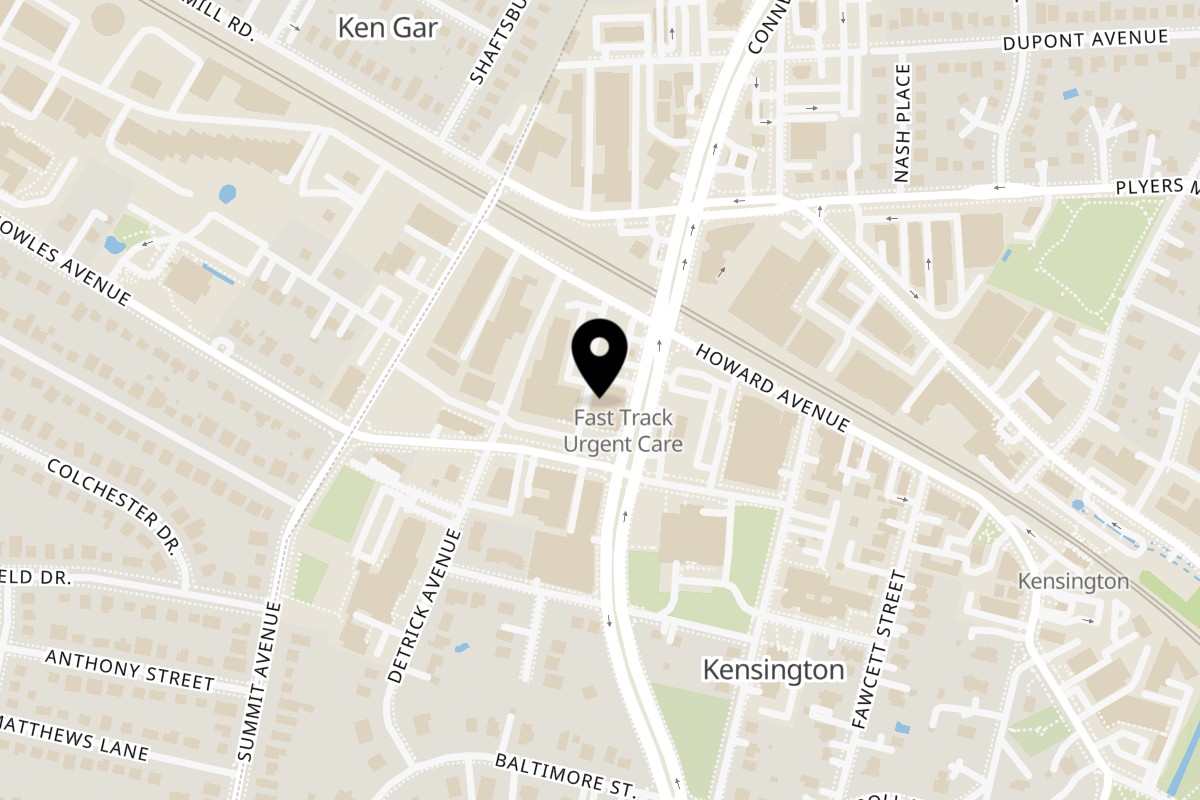 Map showing the location of Crisp & Juicy Kensington on 10534 Connecticut Ave in Kensington